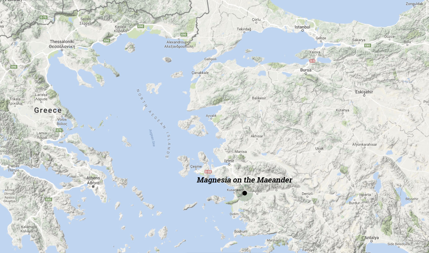Location of Magnesia on the Maeander in western Turkey.